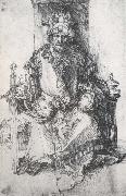 Albrecht Durer An orinetal Ruler Enthroned with traces of the artist-s monogram oil